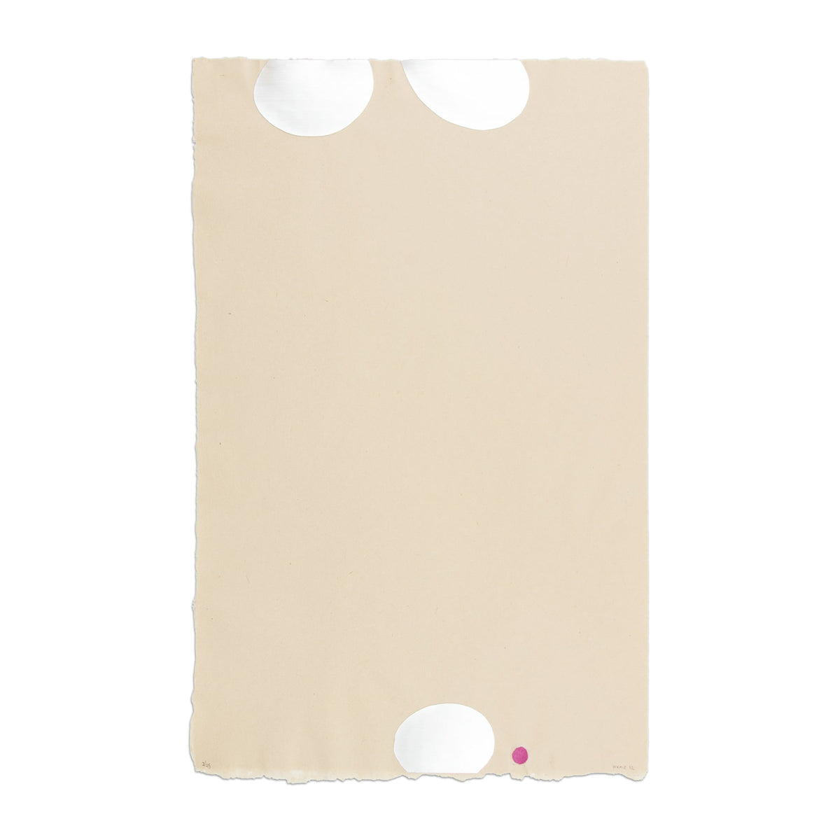 Gary Hume limited edition collage with soft white abstract forms on a pale beige field