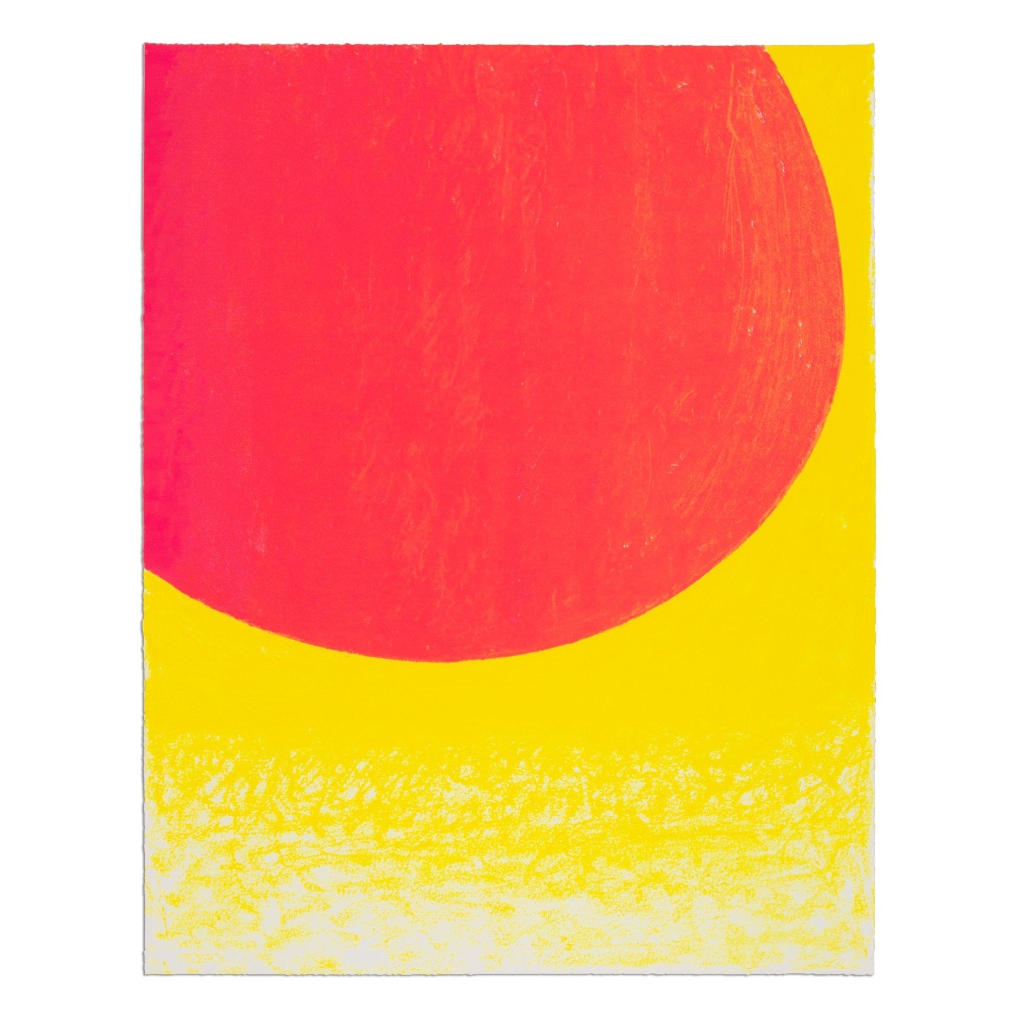 Rupprecht Geiger abstract print featuring a large red circular form over a bright yellow gradient background.