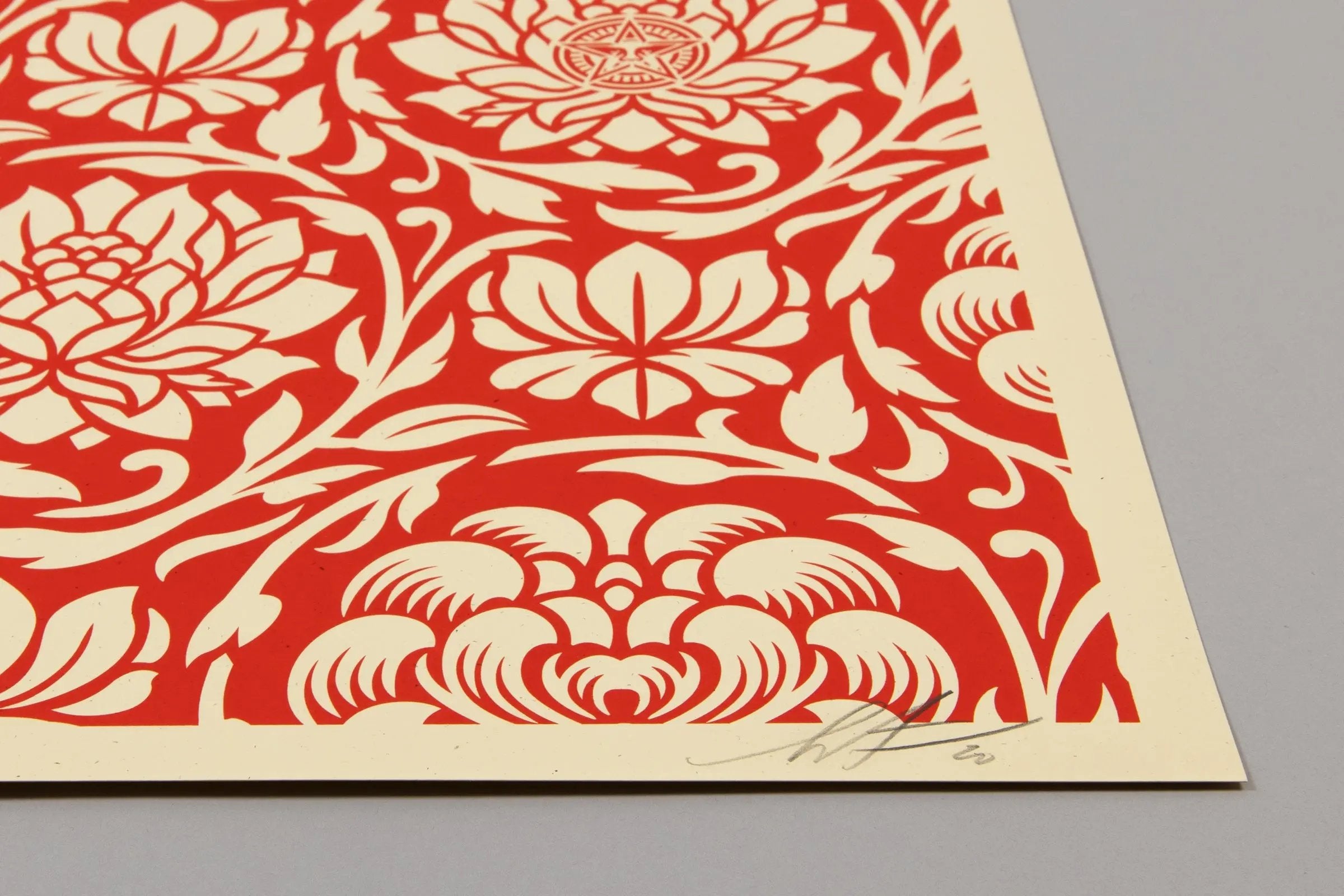 Shepard Fairey - Floral Harmony (Red Yin/Yang)