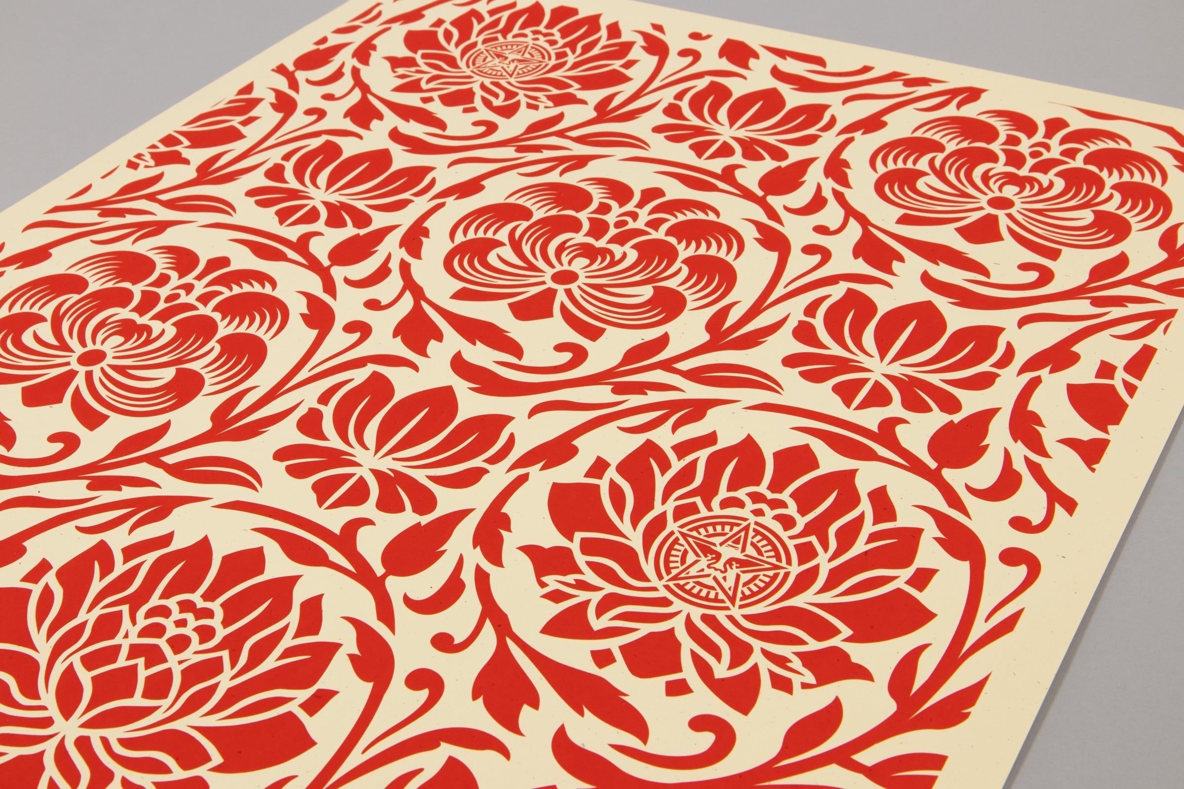 Shepard Fairey - Floral Harmony (Red Yin/Yang)