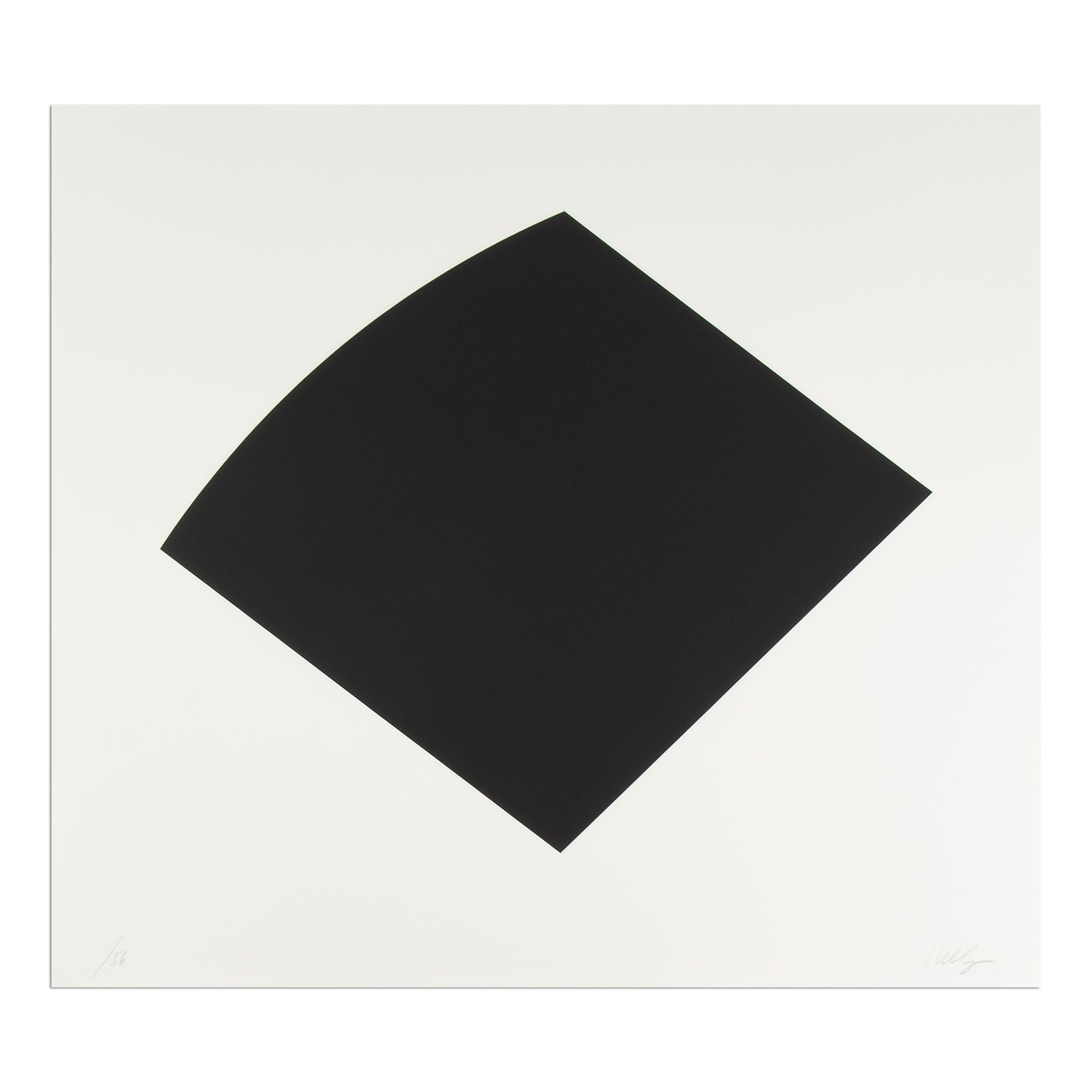 Ellsworth Kelly print Small Black Curve featuring a bold black curved geometric shape on a white background.