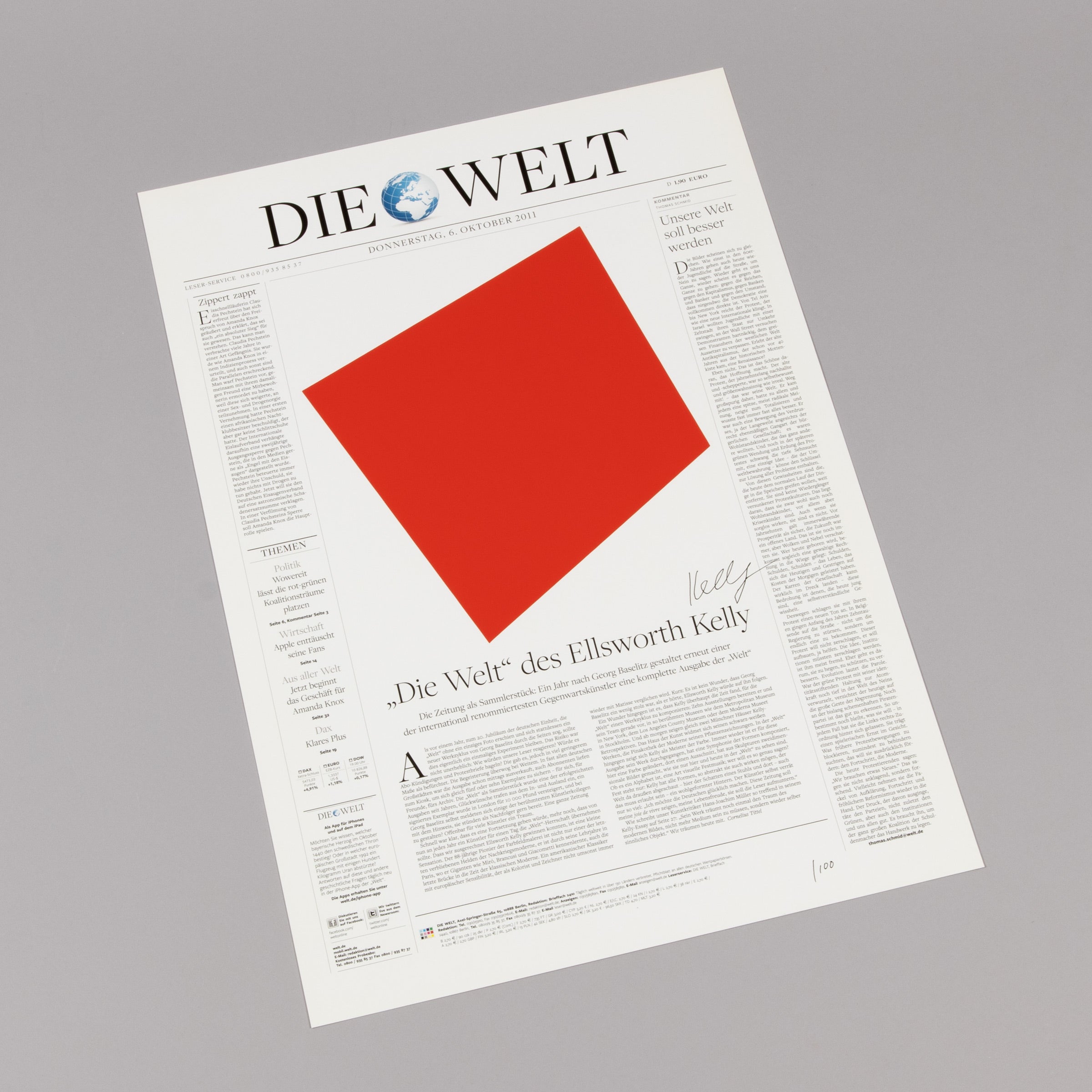 Ellsworth Kelly – Die Welt | Signed Print