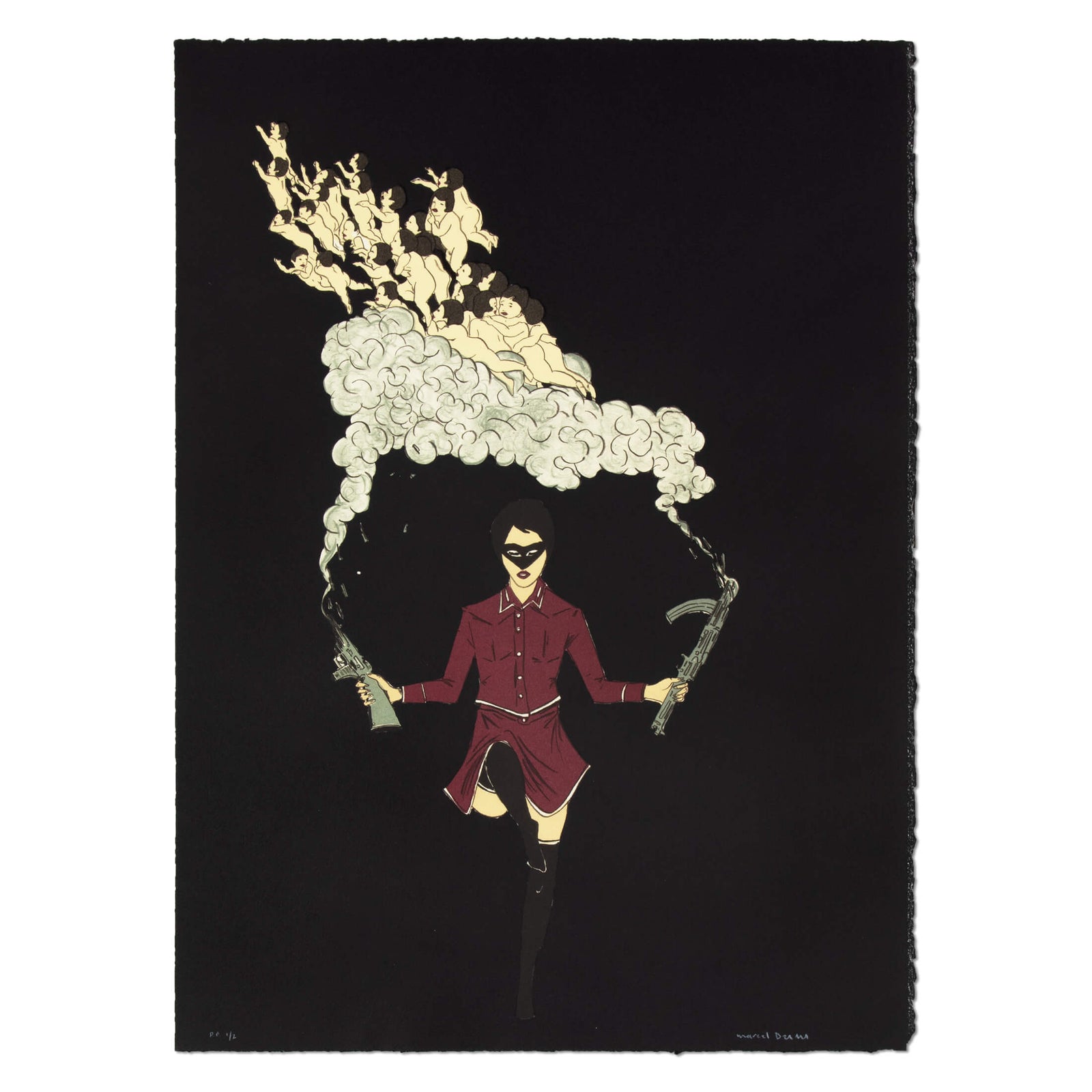 Marcel Dzama – Farewell loved ones (black)