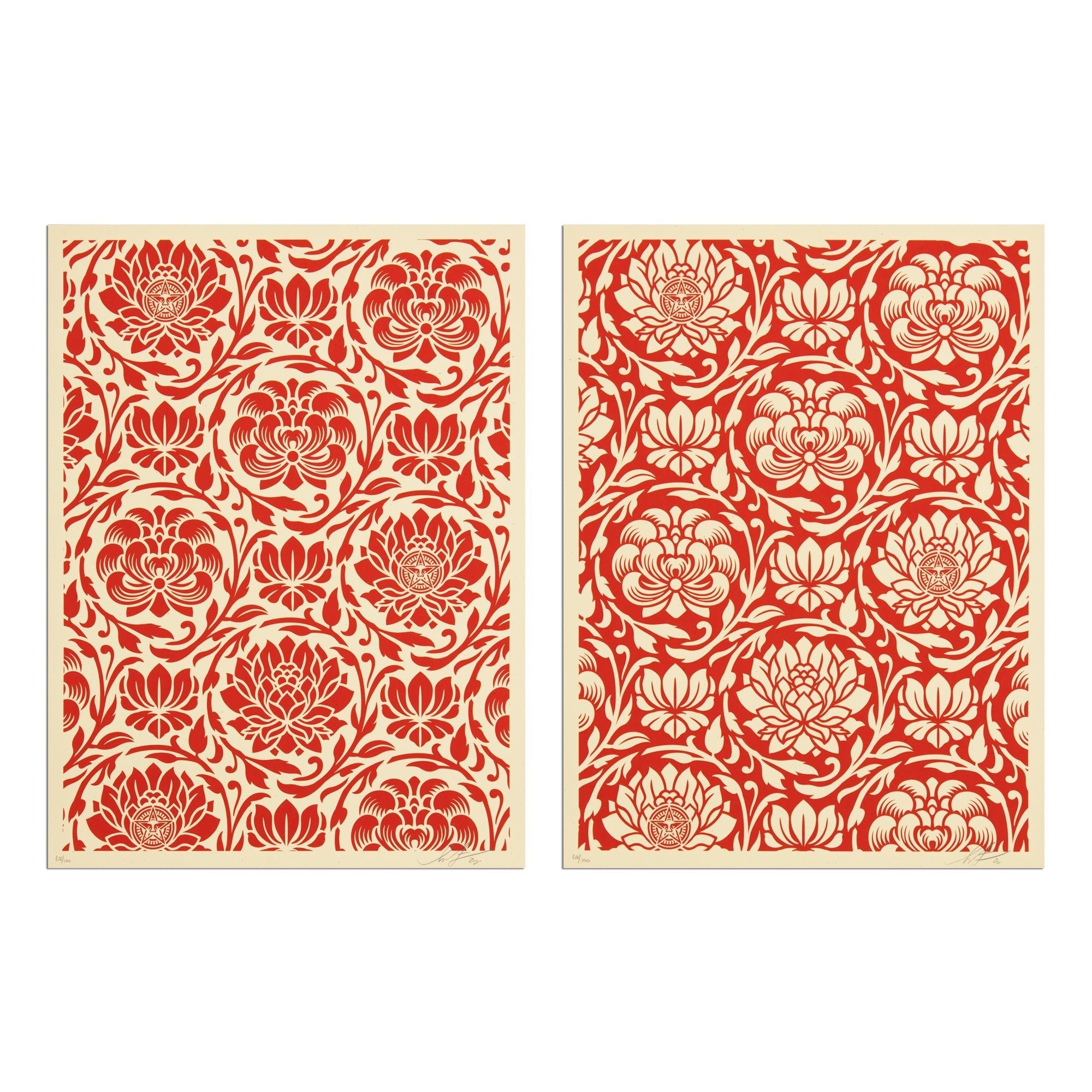 Shepard Fairey - Floral Harmony (Red Yin/Yang)