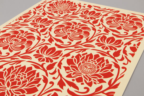 Shepard Fairey, Floral Harmony (Red Yin/Yang)