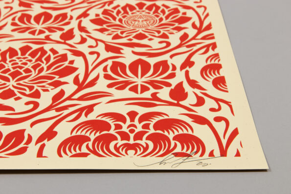 Shepard Fairey, Floral Harmony (Red Yin/Yang)